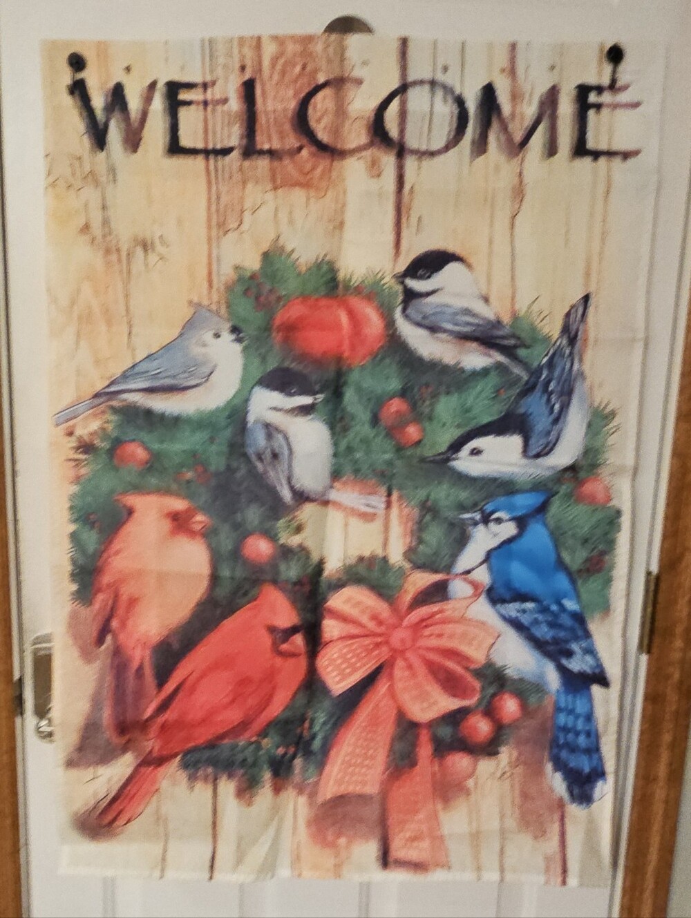 Holiday Welcome Winter Birds Large Size Pole Flag